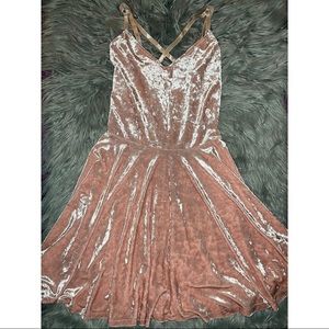 24 HRS Pink Velvet Strappy Skater Dress
